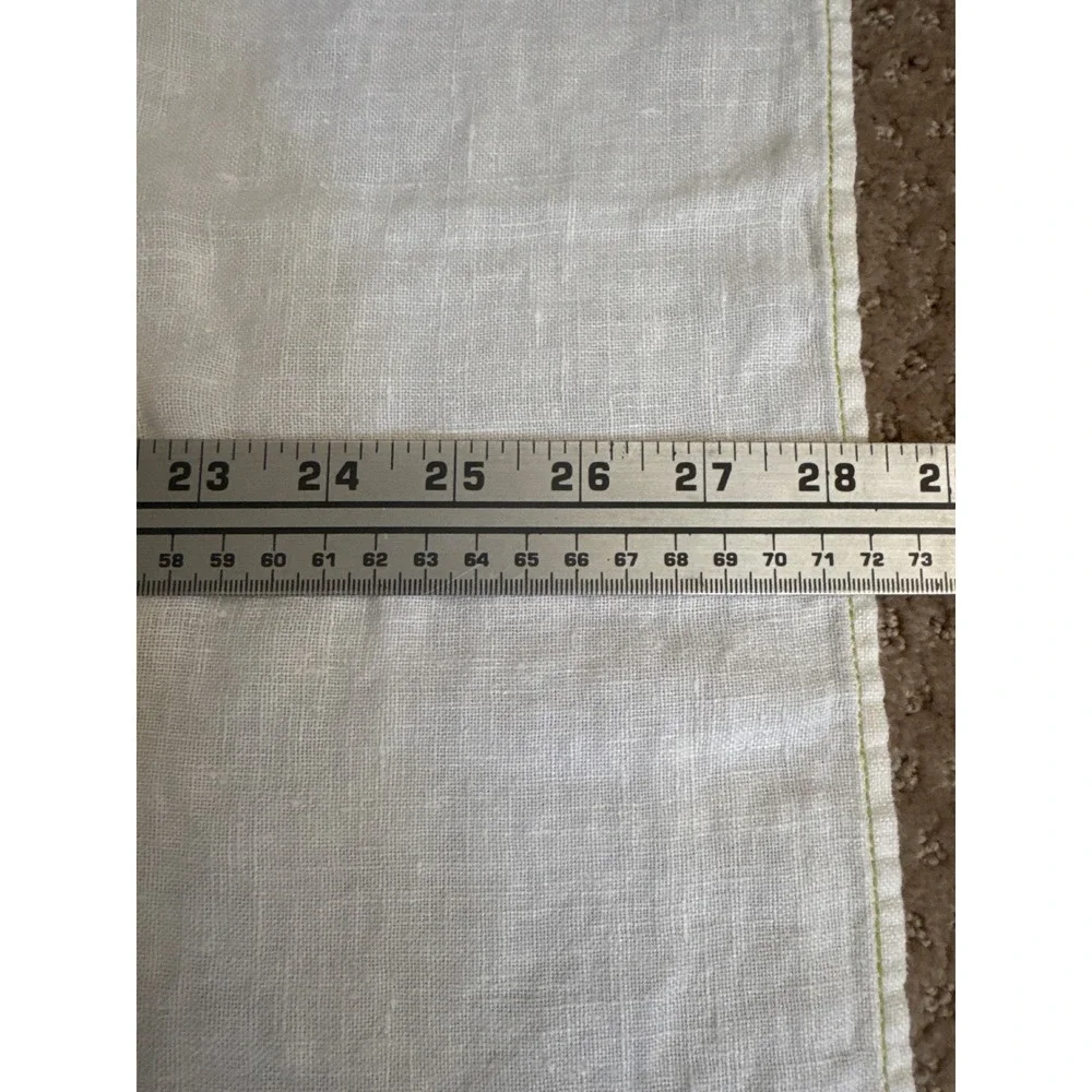 Vintage Hand Embroidered White Linen Floral Tablecloth 31x28 Cottagecore